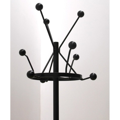 Vintage coat rack in black-tinted steel