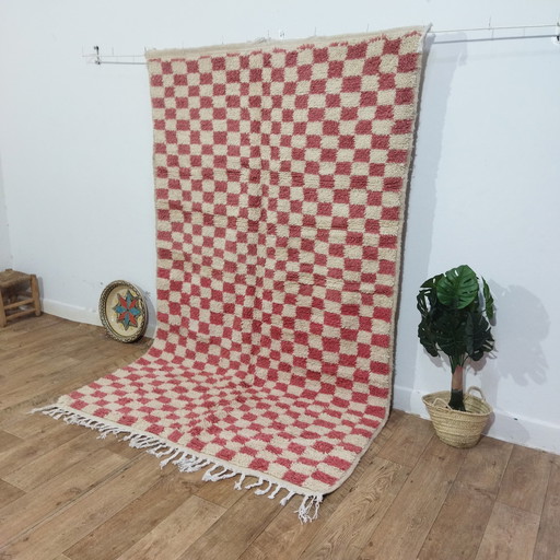 Moroccan Berber Pink Checkered Carpet