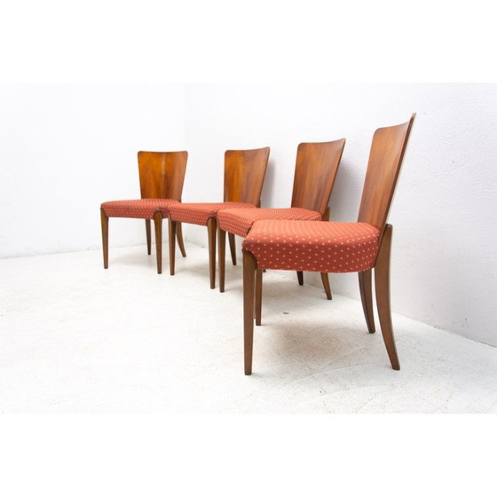 Image 1 of Set of 4 vintage Art Deco dining chairs H-214 by Jindrich Halabala for Úp Závody, 1950s