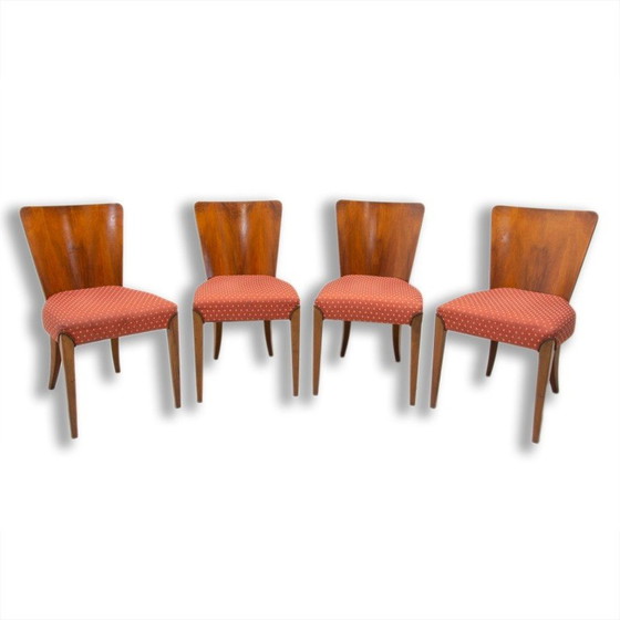 Image 1 of Set of 4 vintage Art Deco dining chairs H-214 by Jindrich Halabala for Úp Závody, 1950s