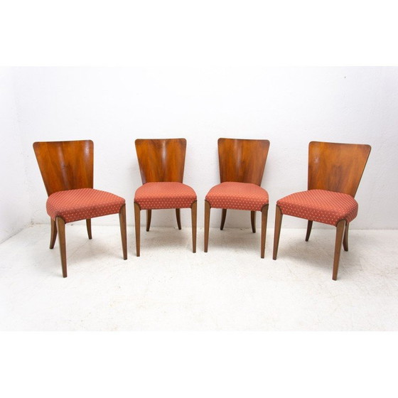 Image 1 of Set of 4 vintage Art Deco dining chairs H-214 by Jindrich Halabala for Úp Závody, 1950s