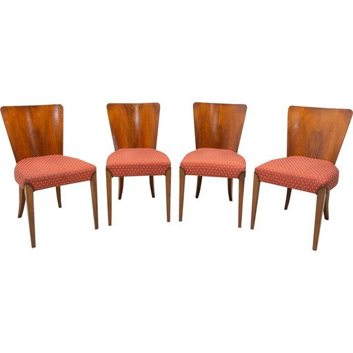 Set of 4 vintage Art Deco dining chairs H-214 by Jindrich Halabala for Úp Závody, 1950s