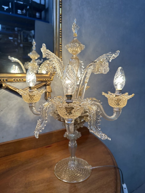 Image 1 of Antique Venetian table lamp - candelabra - Murano glass