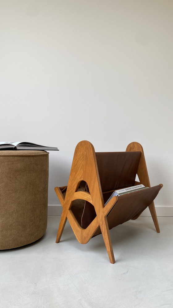 Image 1 of Wooden Reading Tray With Brown Leather