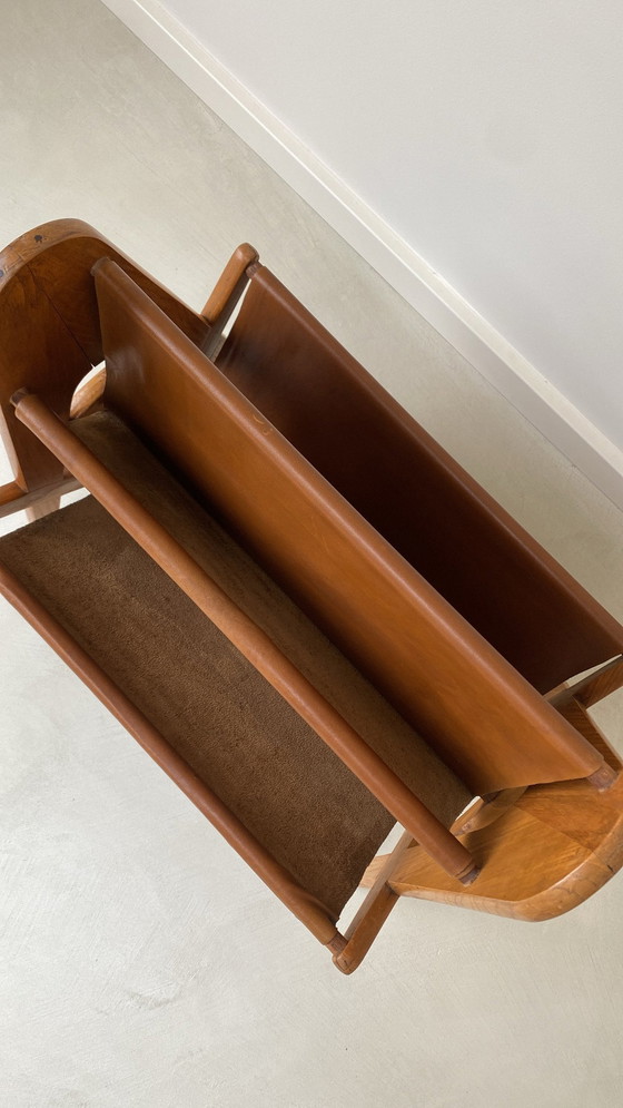 Image 1 of Wooden Reading Tray With Brown Leather