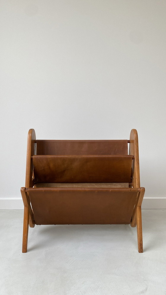 Image 1 of Wooden Reading Tray With Brown Leather