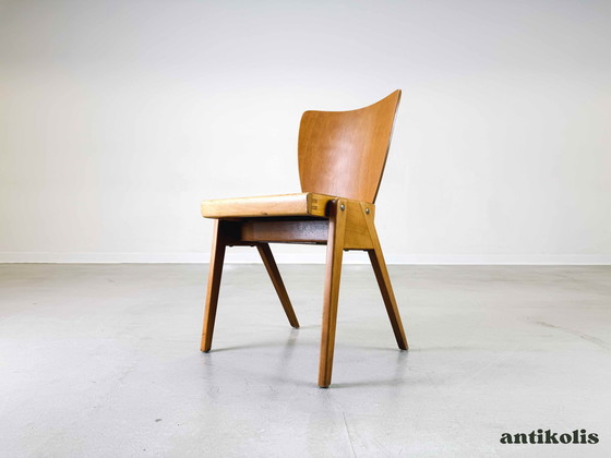 Image 1 of Lot de 4 chaises Mid Century Cadeau en hêtre Vintage Chaise empilable