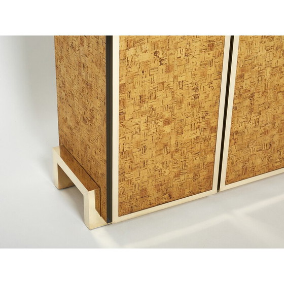 Image 1 of Vintage Italian cork and brass sideboard, 1970