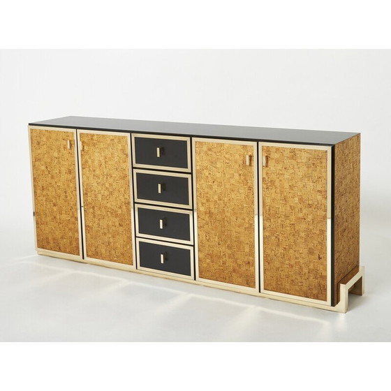 Image 1 of Vintage Italian cork and brass sideboard, 1970