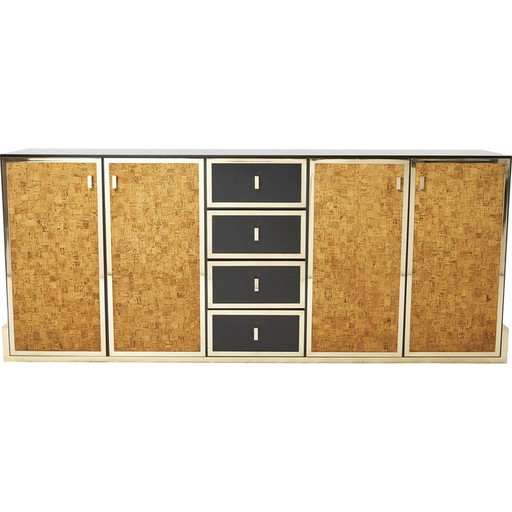 Vintage Italian cork and brass sideboard, 1970