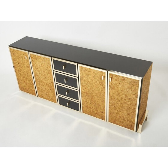Image 1 of Vintage Italian cork and brass sideboard, 1970