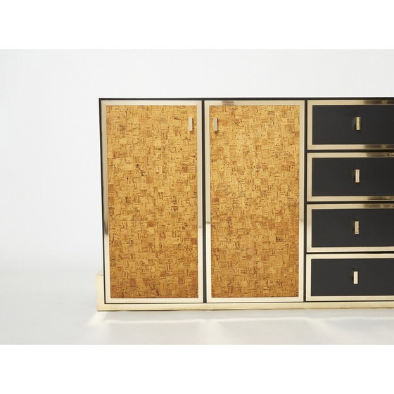 Image 1 of Vintage Italian cork and brass sideboard, 1970
