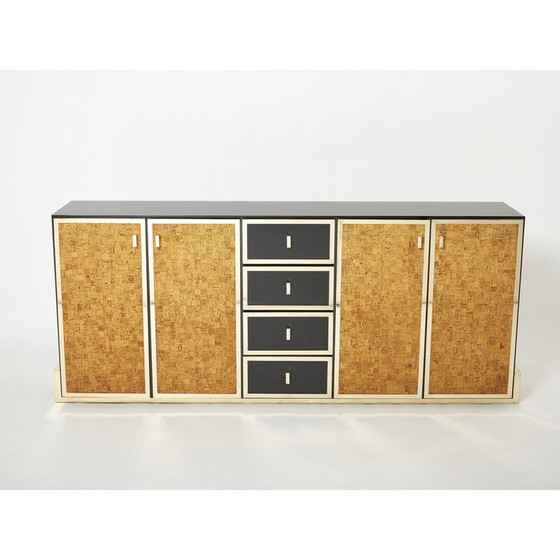 Image 1 of Vintage Italian cork and brass sideboard, 1970