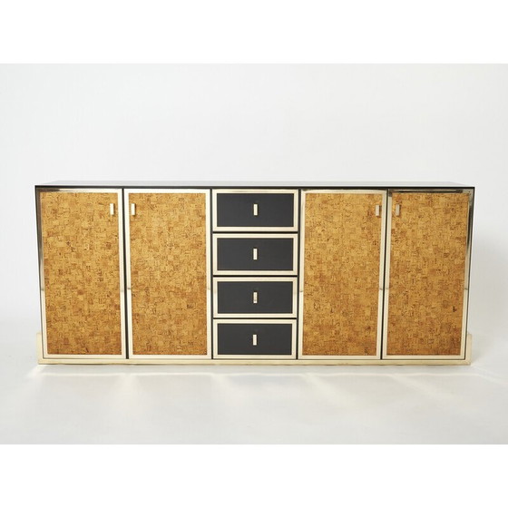 Image 1 of Vintage Italian cork and brass sideboard, 1970