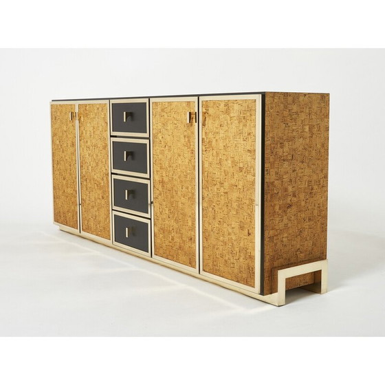 Image 1 of Vintage Italian cork and brass sideboard, 1970
