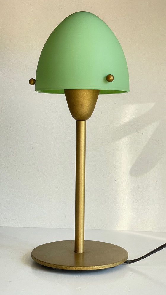 Image 1 of SCE Mushroom Lamp Vintage Steel And Opaline Glass