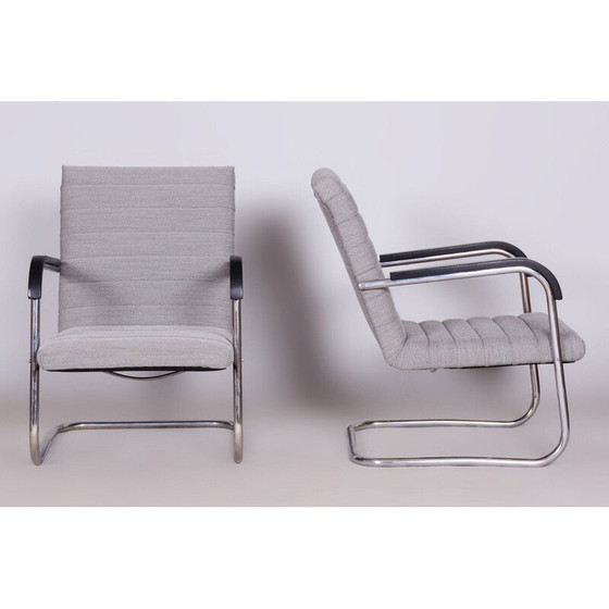 Image 1 of Pair of vintage chrome-plated steel armchairs by Anton Lorenz for Mücke Melder, Czechoslovakia 1930