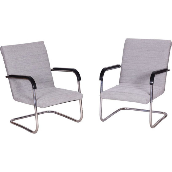 Image 1 of Pair of vintage chrome-plated steel armchairs by Anton Lorenz for Mücke Melder, Czechoslovakia 1930