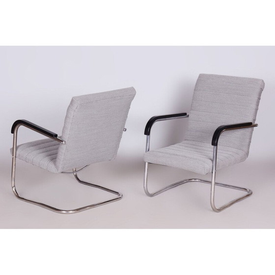 Image 1 of Pair of vintage chrome-plated steel armchairs by Anton Lorenz for Mücke Melder, Czechoslovakia 1930