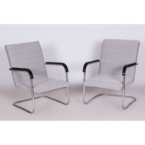 Image 1 of Pair of vintage chrome-plated steel armchairs by Anton Lorenz for Mücke Melder, Czechoslovakia 1930