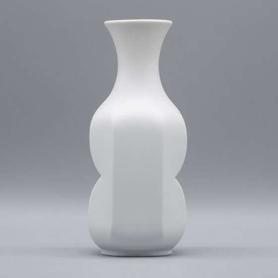 Image 1 of Op-Art Bisque Porcelain Violin Vase Duo Heinrich Fuchs Hutschenreuther Archais 