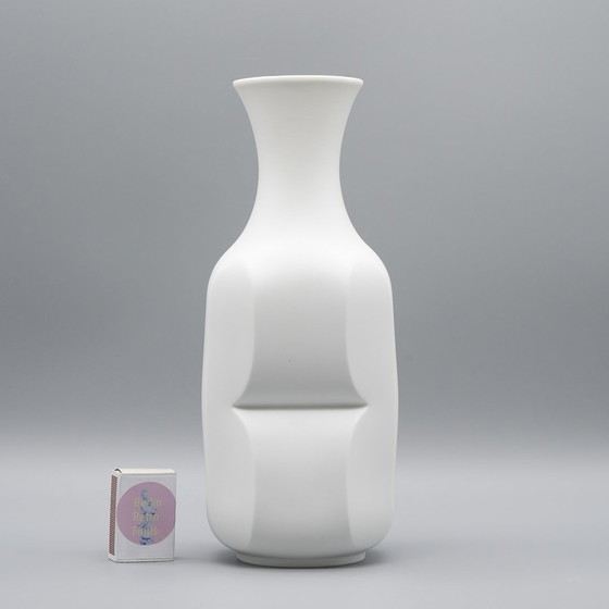 Image 1 of Op-Art Bisque Porcelain Violin Vase Duo Heinrich Fuchs Hutschenreuther Archais 