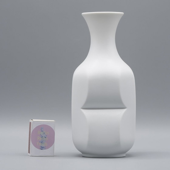 Image 1 of Op-Art Bisque Porcelain Violin Vase Duo Heinrich Fuchs Hutschenreuther Archais 