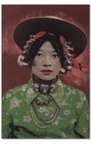 Tibetan Girl On Cloth Tapestry Painting XXL