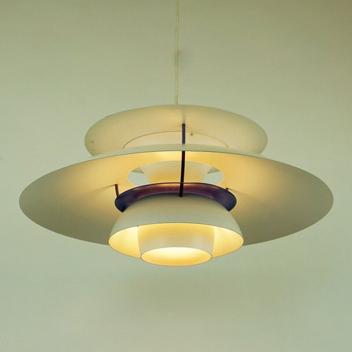 Ph5 Scandinavian white vintage pendant lamp by Poul Henningsen for Louis Poulsen