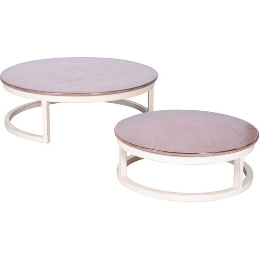 Vintage nesting tables in cherry and spruce wood, France 1960