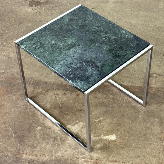 Image 1 of Side Table With Chrome Frame And Green Marble Top