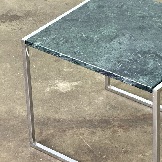 Image 1 of Side Table With Chrome Frame And Green Marble Top