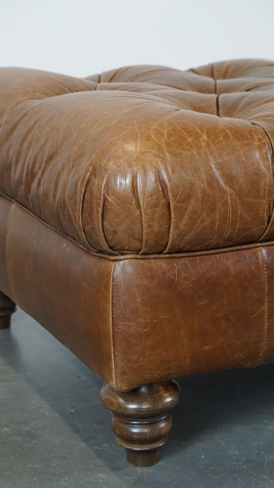 Image 1 of Large Chesterfield Hocker Made Of Beef Leather