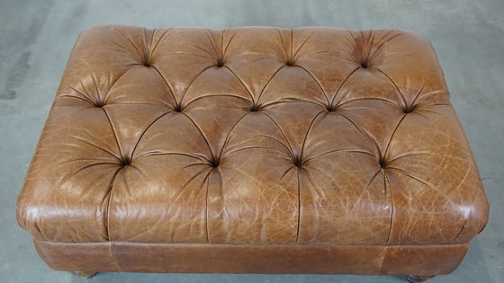 Image 1 of Large Chesterfield Hocker Made Of Beef Leather