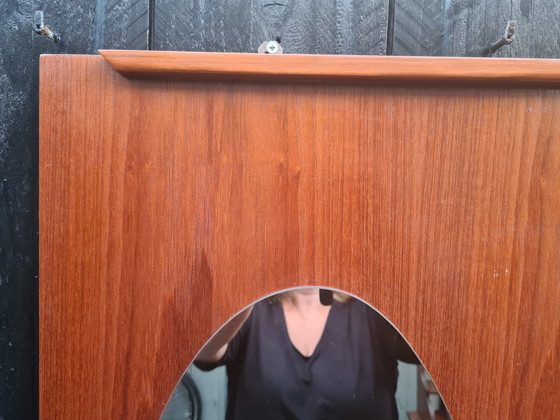 Image 1 of Fifties Teak wallcoatrack with mirror and drawer.