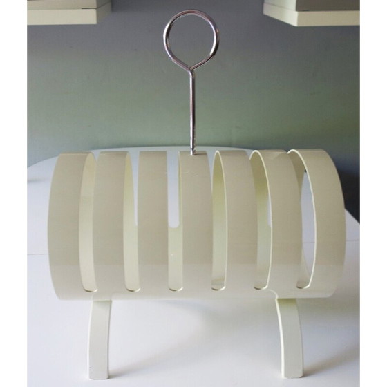 Image 1 of Vintage white lacquered plywood magazine rack by Opal Möbel, 1970