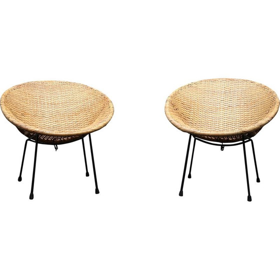 Image 1 of Coppia di poltrone vintage in vimini Cocktail, Germania 1960