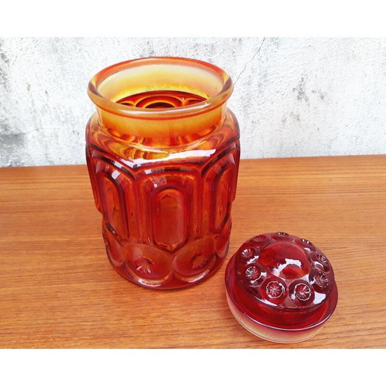 Image 1 of Vintage orange faceted glass vase, Italy 1960