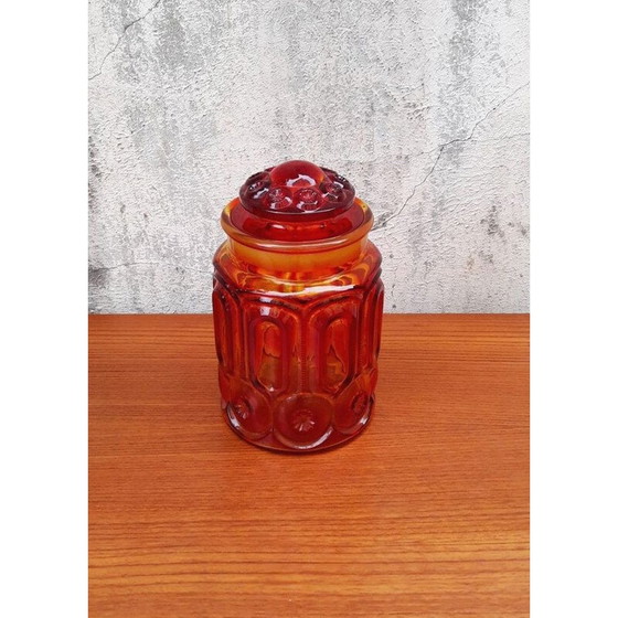 Image 1 of Vintage orange faceted glass vase, Italy 1960