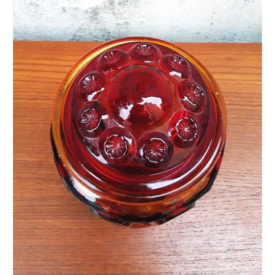 Image 1 of Vintage orange faceted glass vase, Italy 1960