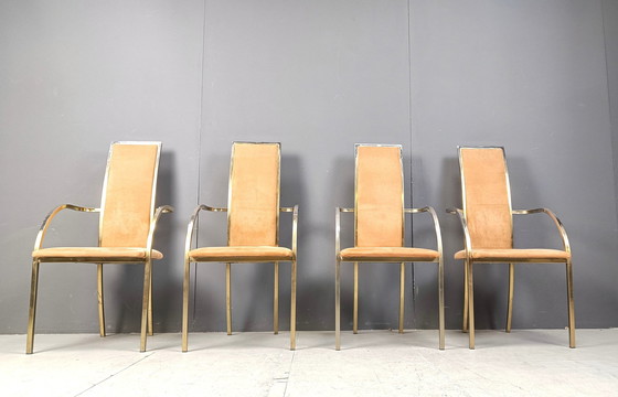 Image 1 of Brass Dining Chairs by Belgochrom, 1970s - Set of 4