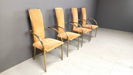 Image 1 of Brass Dining Chairs by Belgochrom, 1970s - Set of 4