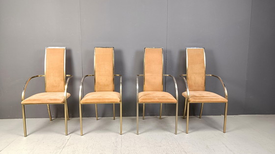 Image 1 of Brass Dining Chairs by Belgochrom, 1970s - Set of 4