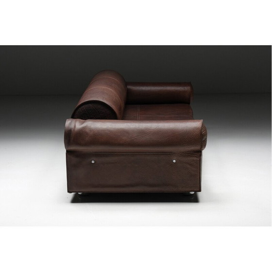 Image 1 of Divano vintage in pelle di bufalo marrone di Marzio Cecchi, anni '70