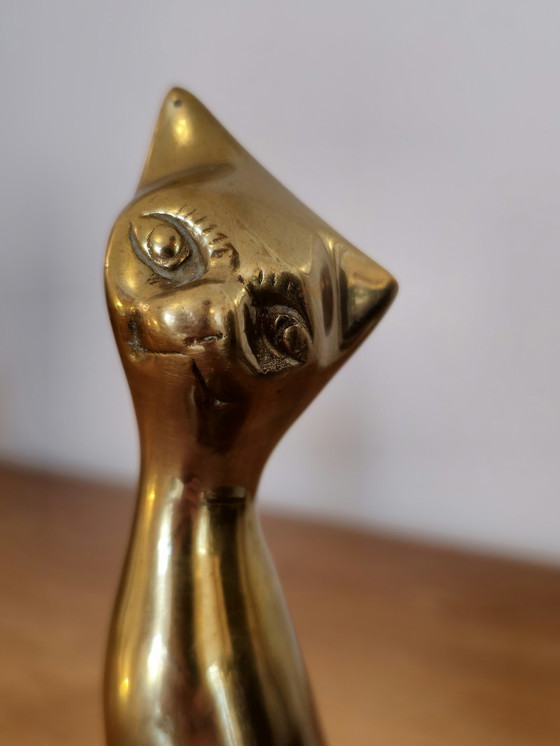 Image 1 of 2x statuette di gatti in ottone vintage 