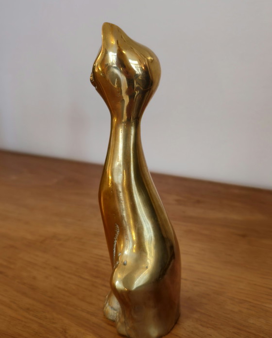 Image 1 of 2x statuette di gatti in ottone vintage 