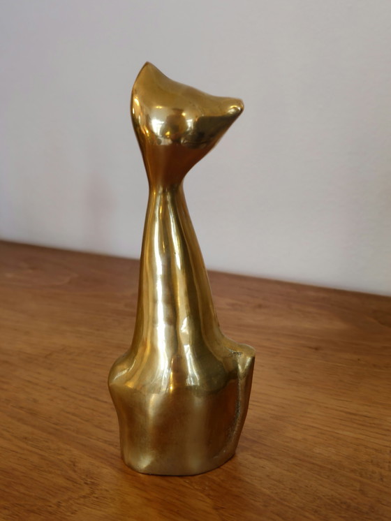 Image 1 of 2x statuette di gatti in ottone vintage 