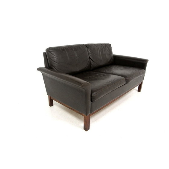 Image 1 of Divano vintage scandinavo in pelle a 2 posti, Svezia 1950