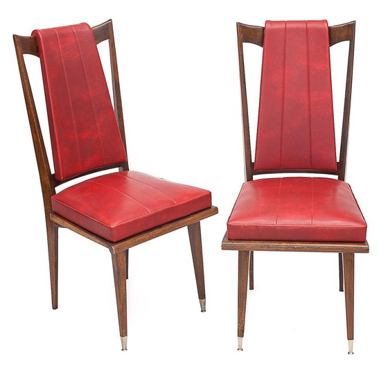 Image 1 of Pair Of Red Art Deco Chairs, 1950