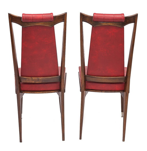 Pair Of Red Art Deco Chairs, 1950